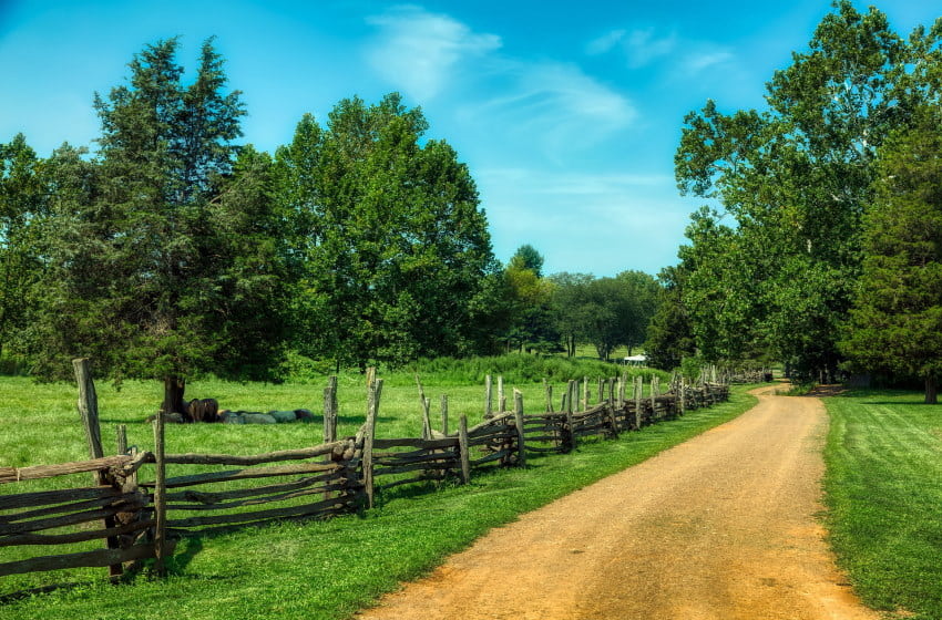 Image of a dirt road on a NJ farm