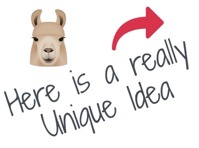 Image of a llama vector with the description that says "here is a really unique idea"