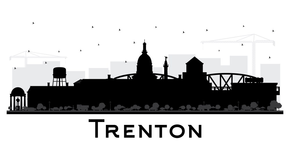 Silhouette of downtown Trenton depicting one of the cheapest places to rent in NJ