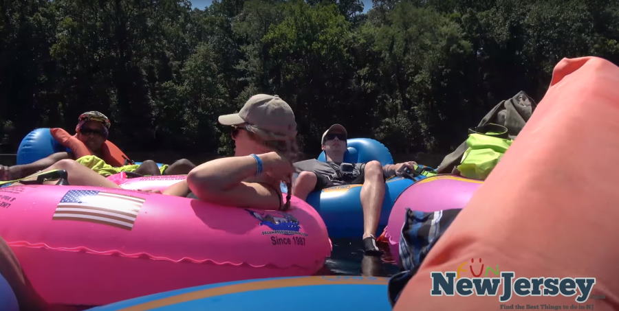 Image of people from New Jersey floating in tubes down the Delaware River 