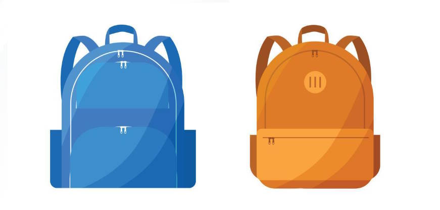 Vector image os a 3 backpacks - One blue and one orange