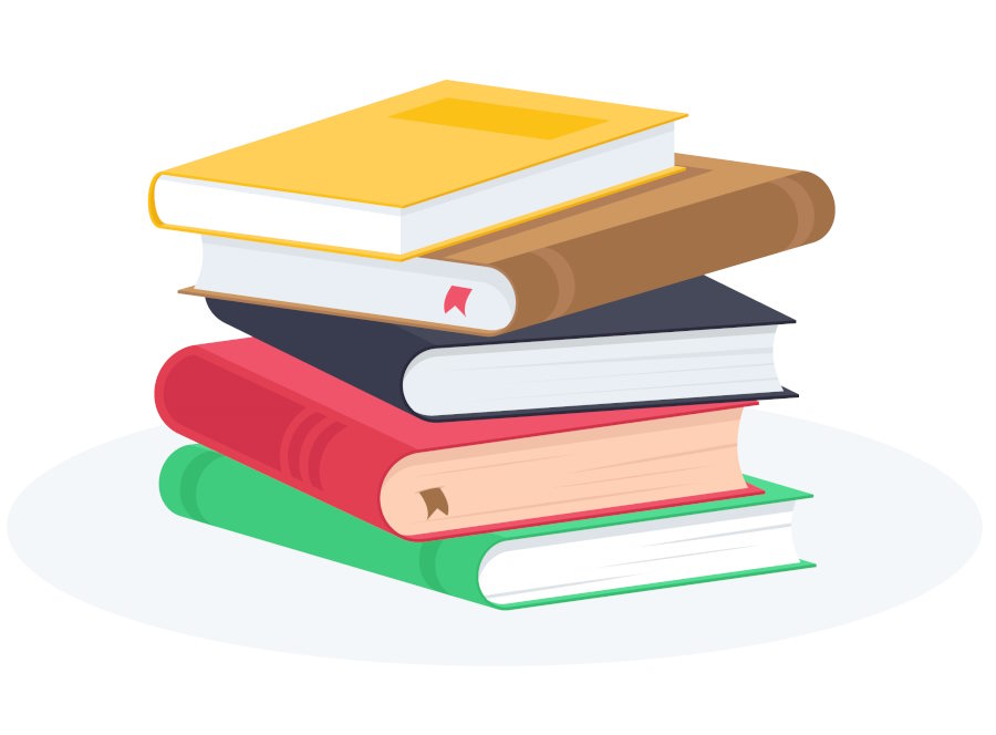 Vector image of 5 books stacked depicting books written about or set in NJ.