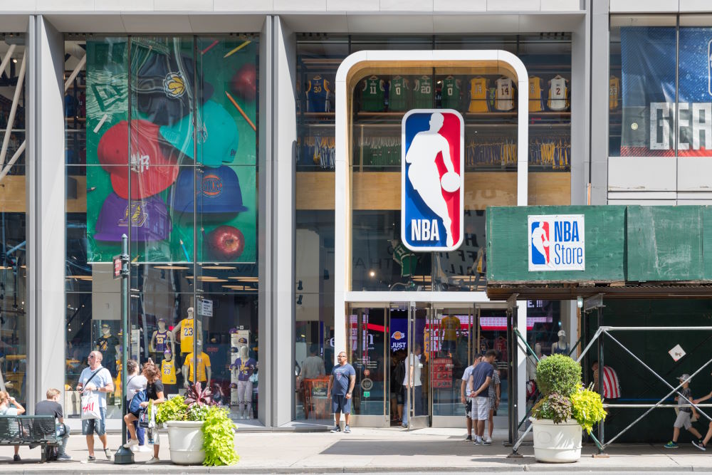 Image of an NBA apparel store in NYC.