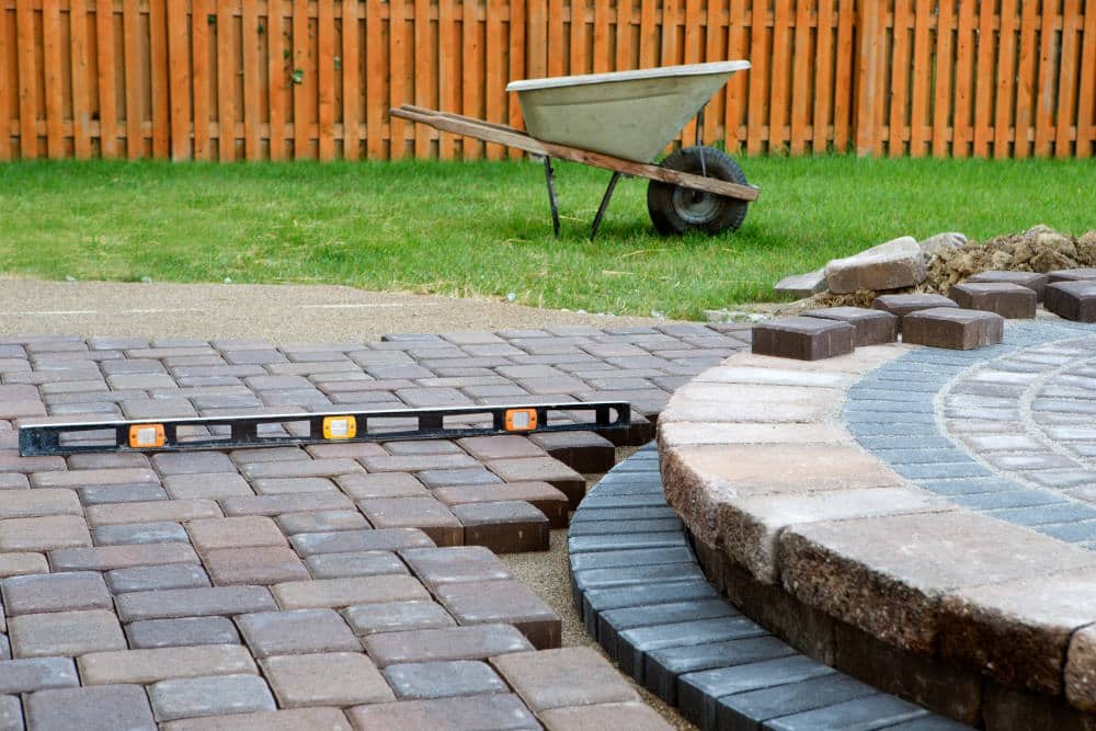 Image of a paver brick patio being built in NJ