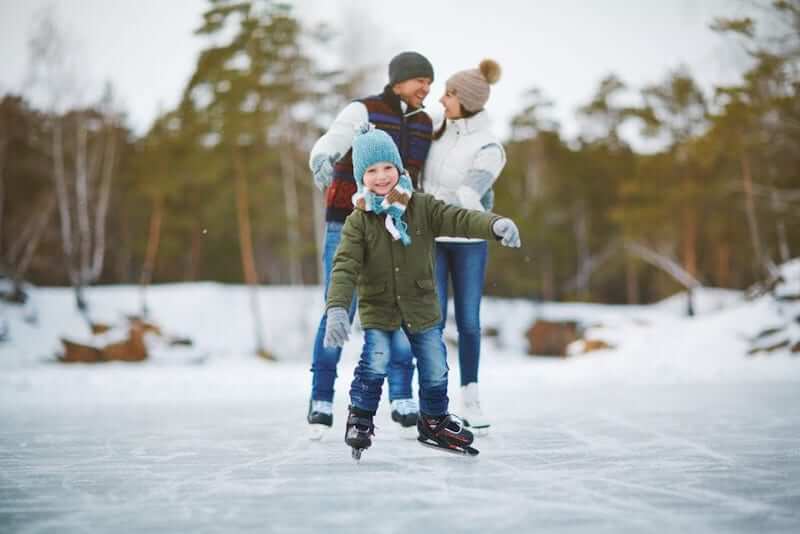 Ice Skating with Family and child enjoying