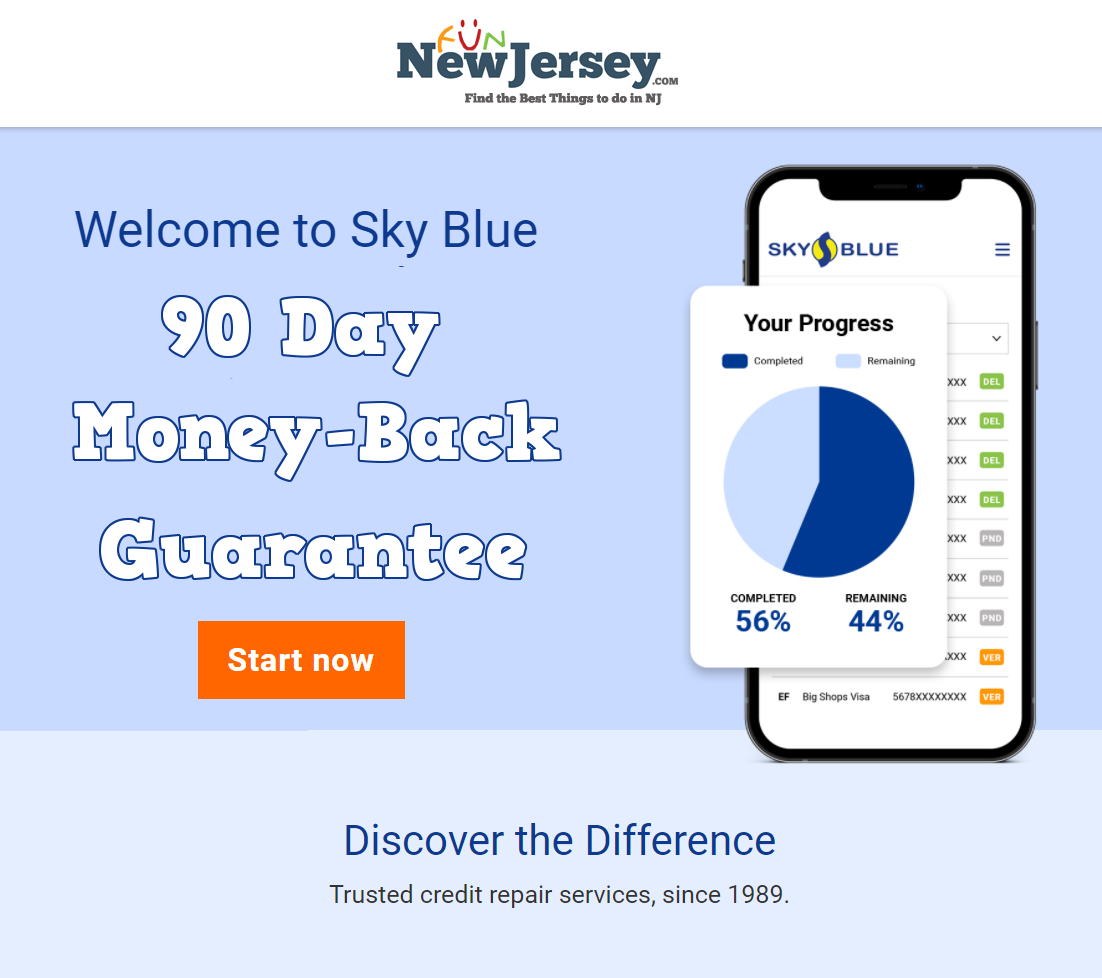Image of the Sky Blue Credit Repair App and their 90 day money back guarantee 