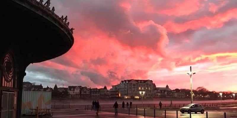 Photo the sunset as seen from the Asbury Park Boardwalk in Monmouth County New Jersey.