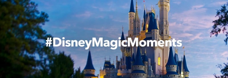 Image of the Disney palace with the hashtag DisneyMagicMoments