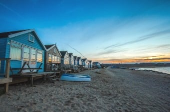 Image of houses on the beach as a camping cabin rental in NJ