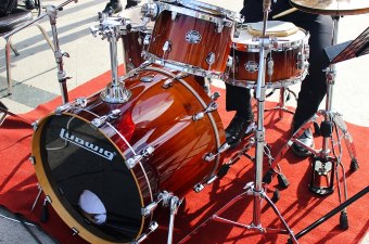 Image of a brown drum set used as part of a music lesson in NJ