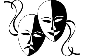 Two drama masks displaying acting schools as a way to learn in NJ