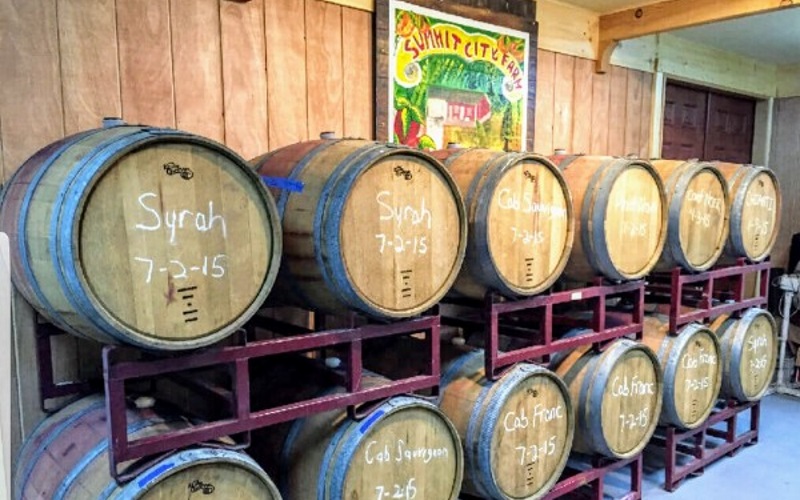 image of barrels of wine